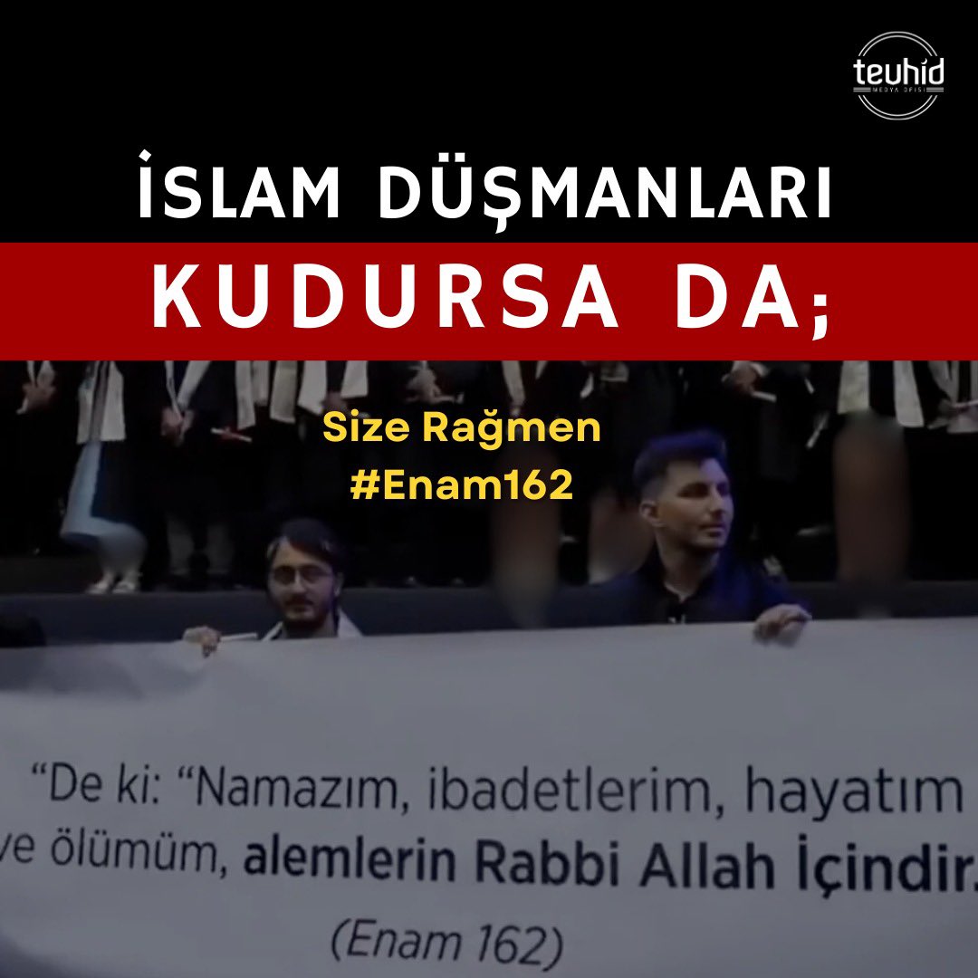 •Mezuniyetiniz şatafatlı olabilir ama akıbetiniz karanlık.

İslam’la alay eden neslin değil, Allah’a secde eden gençliğin yoldaşıyız!

Şeriat Allah’ın nizamıdır.

Laiklik, Batı’nın putudur.

#Enam162
