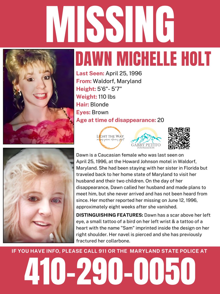 It’s #MissingPosterMonday and we need your help sharing #DawnMichelleHolt’s flyer to help spread awareness! #Maryland #MondayMotivation #Missing #BringHerHomeNow