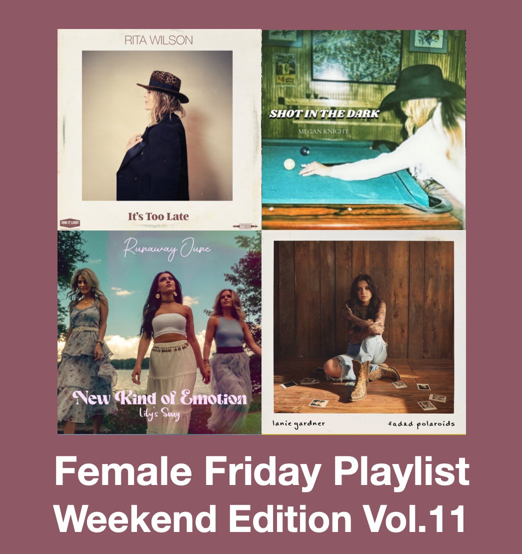 Scott Kash (@scottkash88) on Twitter photo NEW #FemaleFriday Top #NewCountryMusic Releases
<a href="/RitaWilson/">Rita Wilson</a> It's Too Late
<a href="/meganknight20/">Megan Knight</a> Shot In The Dark
<a href="/runawayjune/">Runaway June</a> New Kind of Emotion (Lily's Song)
<a href="/whoislanie/">Melanie</a> EP High Divin'
#Spotify
rb.gy/4xafca
#NewMusic2025 #Country #WomenOfCountry NEW #FemaleFriday Top #NewCountryMusic Releases
<a href="/RitaWilson/">Rita Wilson</a> It's Too Late
<a href="/meganknight20/">Megan Knight</a> Shot In The Dark
<a href="/runawayjune/">Runaway June</a> New Kind of Emotion (Lily's Song)
<a href="/whoislanie/">Melanie</a> EP High Divin'
#Spotify
rb.gy/4xafca
#NewMusic2025 #Country #WomenOfCountry