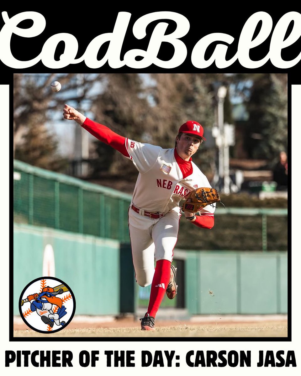 CodBall (@codball) on Twitter photo The CodBall Pitcher of the Day is Carson Jasa (<a href="/HuskerBaseball/">Nebraska Baseball</a>)
Carson struck out 7 over 5 scoreless innings last night for the <a href="/harborhawks/">Hyannis Harbor Hawks</a> bringing his total on the Cape to 24 strikeouts across 17 innings The CodBall Pitcher of the Day is Carson Jasa (<a href="/HuskerBaseball/">Nebraska Baseball</a>)
Carson struck out 7 over 5 scoreless innings last night for the <a href="/harborhawks/">Hyannis Harbor Hawks</a> bringing his total on the Cape to 24 strikeouts across 17 innings