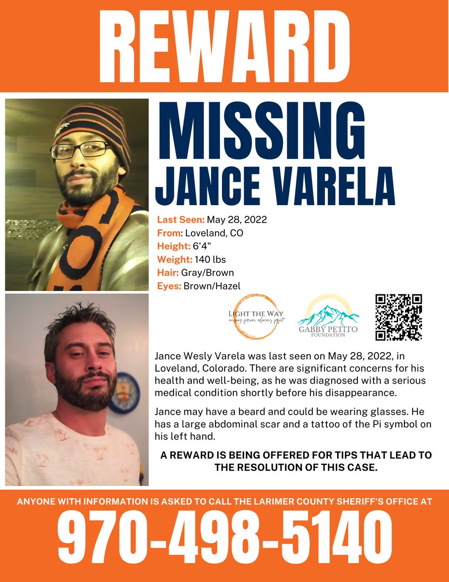 It’s #MissingPosterMonday and we need your help sharing #JanceVarela’s flyer to help spread awareness!

There is currently a $10,000 cash reward available for any tips that lead to the resolution of Jance's case. #Colorado #MondayMotivation #Missing #Reward
