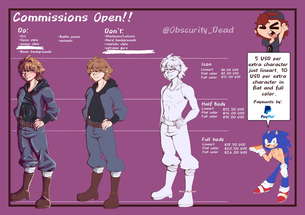 Obscurityxd11's tweet image. Hi! I wanted to share that— I opened commissions! You can help me sharing this post also!!
I really appreciate the support on my comic, I love you guys 🥺 but I need this for some... Internal situations hehe.
#SonicTheHedgehog #opencommissions #animestyle #ocs #fanart