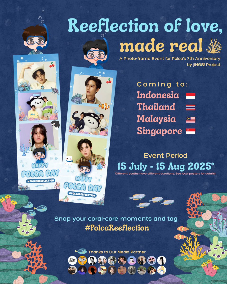 justharin37's tweet photo. Reeflections of love, made real 🪸
Photo-frame event for Polca’s 7th Anniversary
Coming to INDONESIA, THAILAND, MALAYSIA, & SINGAPORE!
We’re splashing love, celebrating deep—dive in with us!
Snap your coral-core moments and tag #PolcaReeflection
Check the photos for details https://t.co/BBJRnu7ljG
