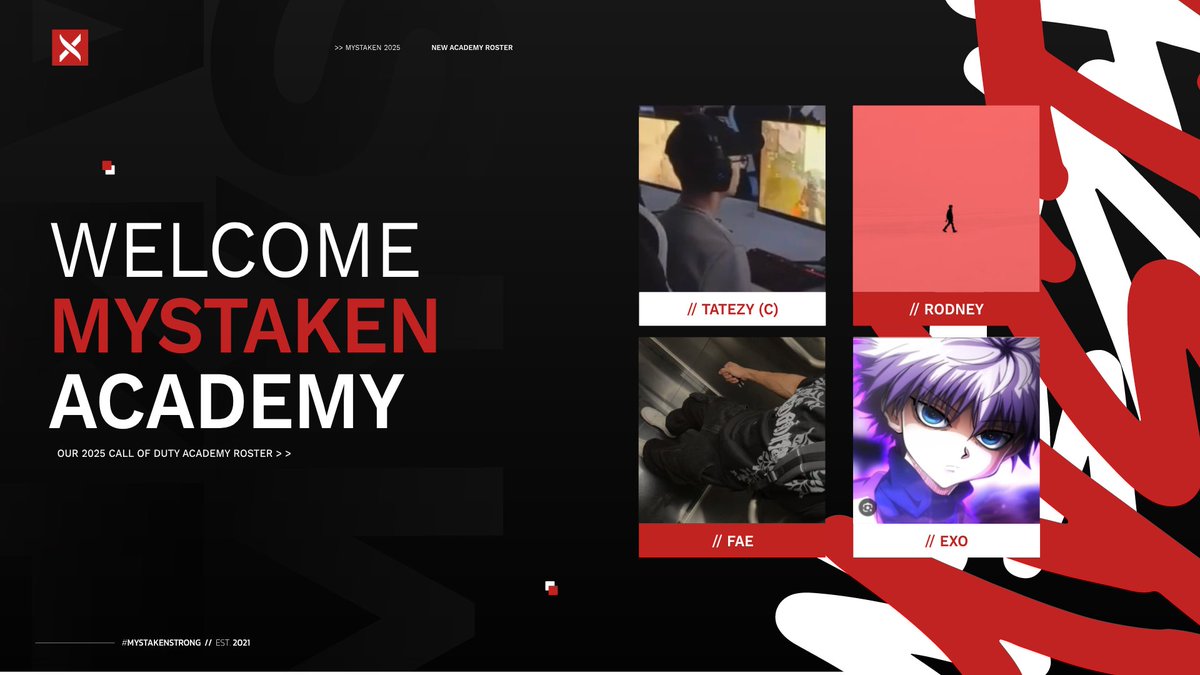 WELCOME MYSTAKEN ACADEMY❗️

Is this the new beginning❓
Determined to show what they can do, they're going to assert dominance⚡️
------------------------------------------------------------
ROSTER :
Captain┃<a href="/TateZyy/">MTK TateZy</a>
Player 2┃<a href="/RXDNEYCOD/">RODNEY</a>
Player 3┃<a href="/KatanaFaee/">MTK Fa-e.</a>
Player 4┃<a href="/MindOvExo/">exo</a>