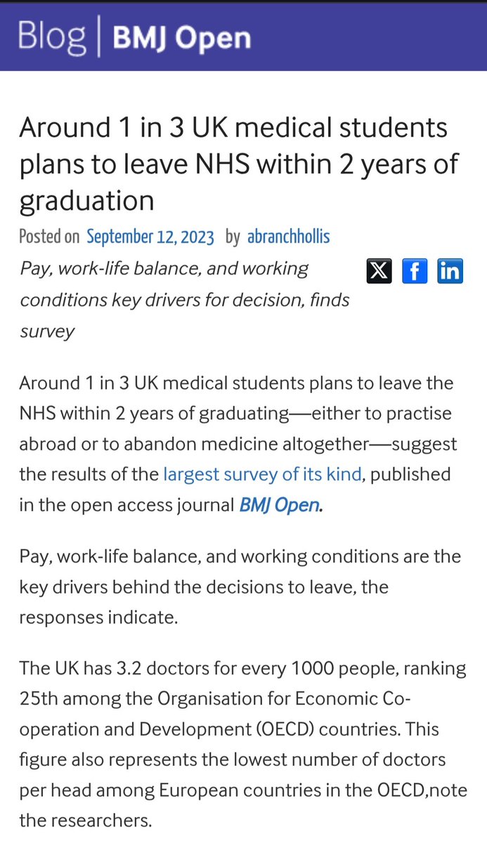 1 in 3 med students plan to leave the NHS within 2 years of graduating.
  
They see £18.62/hr for life-saving work.

They see burnout, rota gaps, and being sent miles from home. 
They see doctors striking, just to be heard.

They ask: 
Is this really the future I trained for?