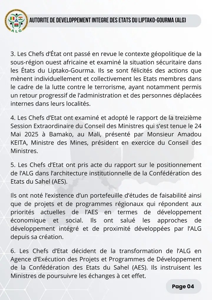 Journa_and_Comm's tweet image. COMMUNIQUÉ FINAL DE LA HUITIÈME SESSION ORDINAIRE DES CHEFS DE L'ÉTAT DE L'#ALLIANCE DU #LIPTAKO-#GOURMA