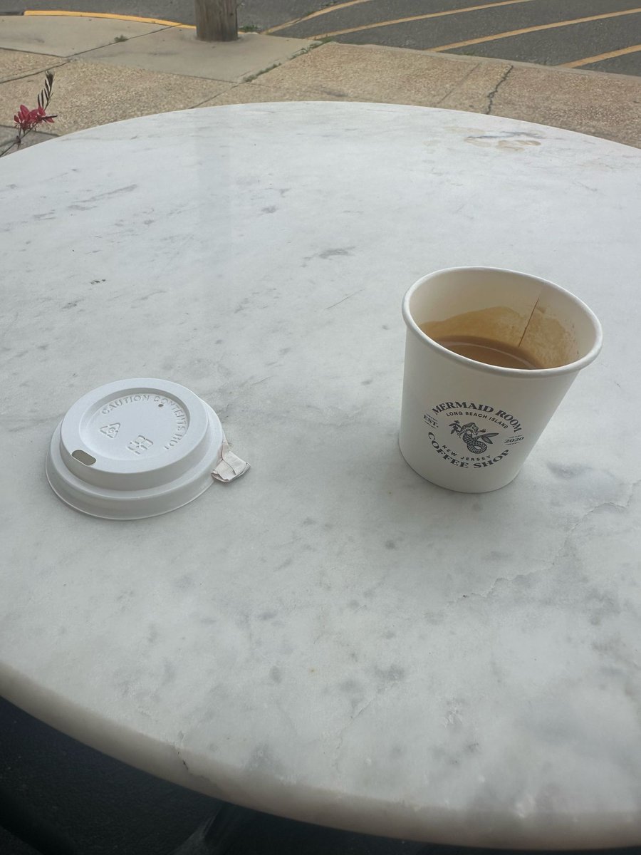 mmelissinos's tweet image. Sitting down on a windy day at the beach, I needed a solution to keep the lid of my espresso cup from blowing away. Whaddya know…there was a scrap of sticky paper right on the edge of the table.
I believe when you have a positive attitude, “coincidences” like this happen.