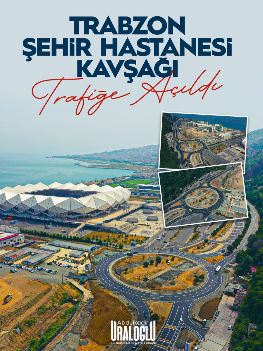 🚦Trabzon’a Nefes Aldıran Kavşak Trafiğe Açıldı !

📍 Trabzon Şehir Hastanesi ve Şenol Güneş Spor Kompleksi’ne ulaşımı kolaylaştıracak modern dönel kavşağı, sadece 20 günde tamamlayarak trafiğe açtık.

🏗️ Hastane hizmete girmeden önce kuzey bağlantı yolunu da tamamlamayı