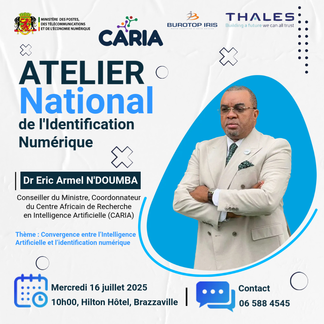 caria_congo's tweet photo. Le CARIA et le MPTEN vous convient à l’Atelier National sur l’Identité Numérique. Un rendez-vous stratégique pour façonner le futur digital du Congo. 
📅 16-18 juillet 2025, Hilton hôtel de Brazzaville
 #IdentitéNumérique #CARIA #DigitalCongo https://t.co/cM45rM13gi