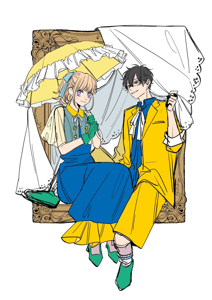 nrk424's tweet image. 表紙の別パターンのラフ２つ、こんな感じでした！
🍓#メガネ時々ヤンキーくん🍓