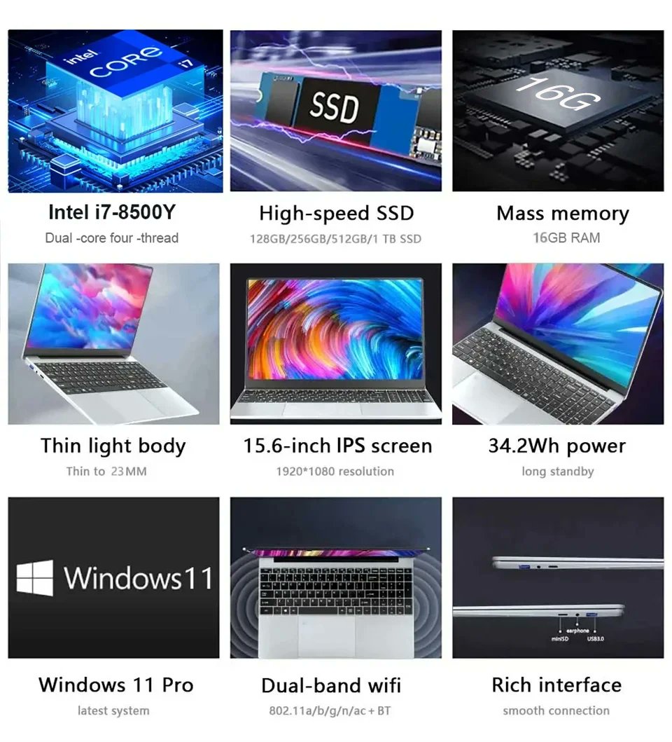angle_gold11469's tweet image. 15.6" Windows 11 Pro Laptop Intel Core i7-8500Y 16GB RAM 1TB SSD Fingerprint Unlock Office &amp;amp; Gaming Notebook PC buy here 👉 shorturl.at/6ASea   #Windows11Laptop #IntelCorei7 #GamingNotebook #OfficeLaptop #FingerprintUnlock  #1TBSSD #StudyLaptop #AliExpressDeals #TechGadgets