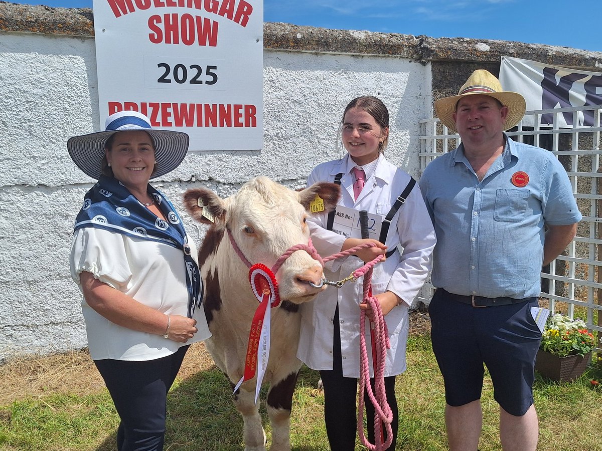 Winning the best 4 or 5 star traditional type heifer class here in Mullingar is Aine Sullivan with her Hereford heifer, pictured here with Martina Jameson from the Irish Shows Association and judge Errol Mc Curtin <a href="/farmersjournal/">Irish Farmers Journal</a>