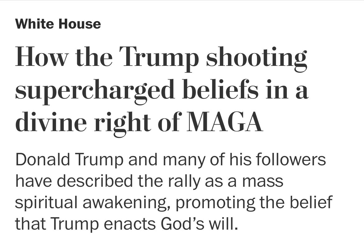 Azi™️ (@azi) on Twitter photo “after the assassination attempt, many of his followers — and most notably Trump himself — more explicitly cast him as a divine instrument.” — <a href="/iarnsdorf/">Isaac Arnsdorf</a> “after the assassination attempt, many of his followers — and most notably Trump himself — more explicitly cast him as a divine instrument.” — <a href="/iarnsdorf/">Isaac Arnsdorf</a>
