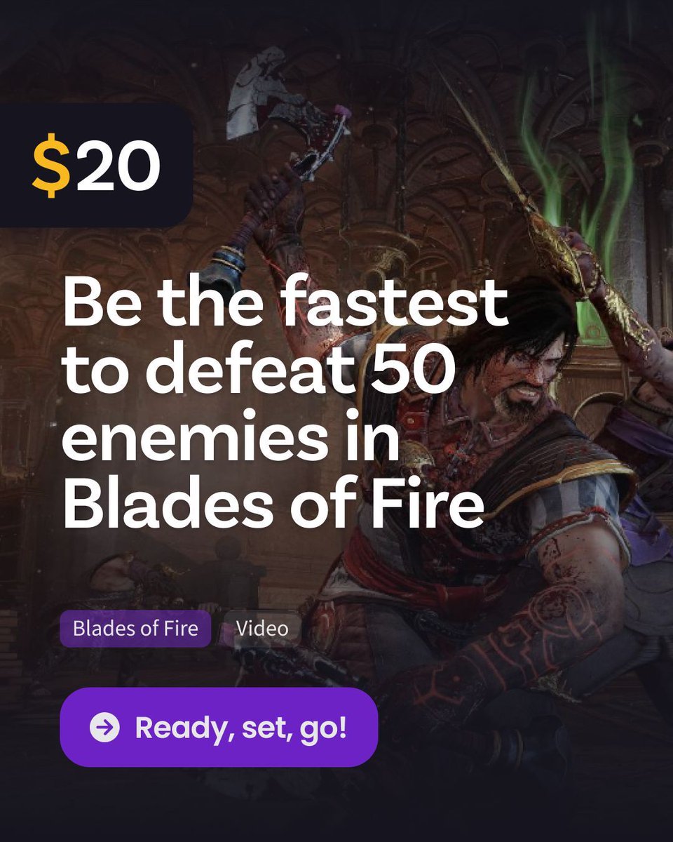 JustAbout__'s tweet image. There's only a few days left to prove your mettle...on this @Blades_of_fire #reward anyway! Record your fastest defeat of 50 enemies to win (and then jump on in to the many other rewards waiting for you)! 鈿旓笍 馃敟
Battle on: buff.ly/2hZdLtc
@505_Games #contentcreators