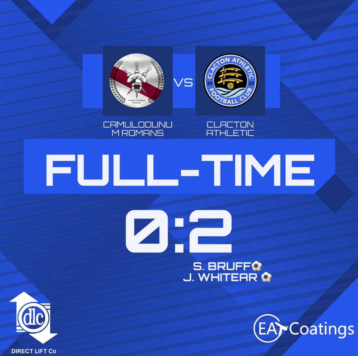ClactonAthFC's tweet image. ⚪️🔵FULL TIME🔵⚪️
Our pre-season campaign starts with a win!
Very competitive game today against a good @THEROMANSFC side
Scorers:
S. Bruff⚽️
J. Whitear⚽️
Assist:
D. Palfrey🅰️
Man of the match:
A. Simon & C. Brill 👏
#UpTheAth