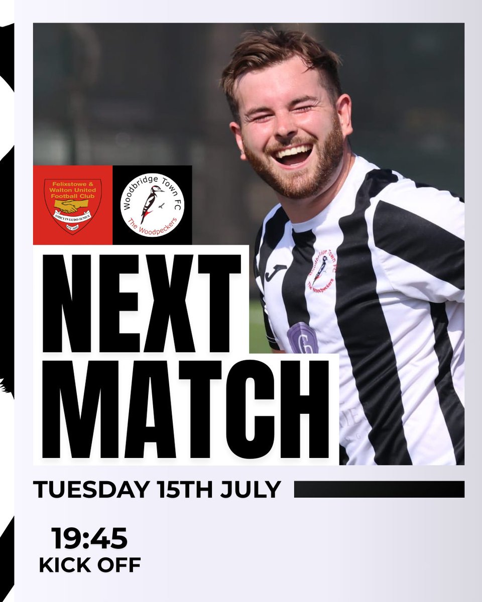 WTFC (@woodbridgetown) on Twitter photo Next up!โญ๏ธ
On Tuesday, the team travel to <a href="/Felixseasiders/">Felixstowe & Walton Utd FC</a> for our second pre-season friendly. Kick off is at 7:45pm
UP THE PECKERS!๐ค๐ค
#WTFC | #NonLeague Next up!โญ๏ธ
On Tuesday, the team travel to <a href="/Felixseasiders/">Felixstowe & Walton Utd FC</a> for our second pre-season friendly. Kick off is at 7:45pm
UP THE PECKERS!๐ค๐ค
#WTFC | #NonLeague
