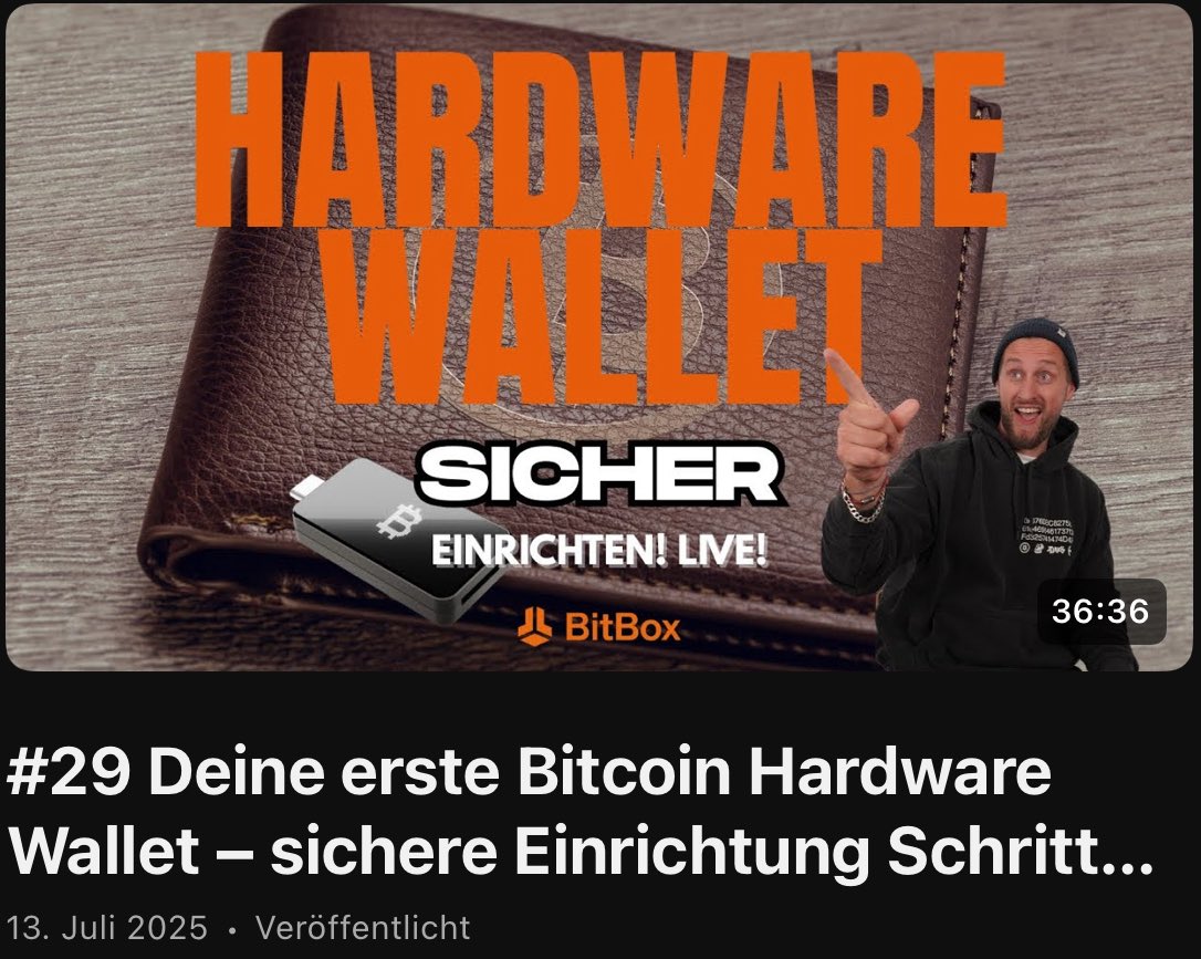 mebitcoindad's tweet image. Ihr habt #Bitcoin gekauft und wollt jetzt wissen wie ihr sie ins Trockene bringt?…ich zeigs euch :)
Danke @BitBoxSwiss für das geile Teil, was ihr da gezaubert habt 😊🧡
youtu.be/Q6GKrQW1USo?si…