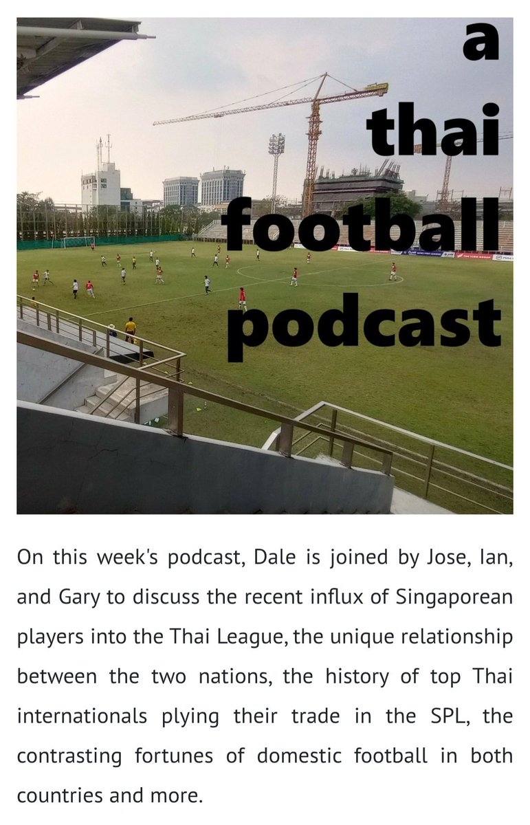 A Thai Football Podcast 
Close Season Special 14: Jose Raymond, Ian, and Gary Koh.
Our new episode is available for your listening pleasure, here dalefarrington.podbean.com/e/close-season…

Details below