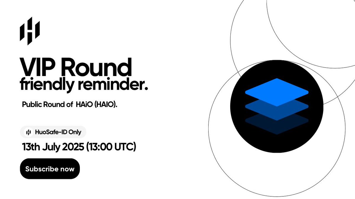 The VIP Round of the $HAIO (<a href="/HAiO_Official/">HAiO</a>) IDO will commence on July 13th, 2025, at 13:00 UTC.

Only VIP members with HuoSafe (MultiSig) access will be able to participate in this round.

Get $HAIO at a Public Round (IDO) Price: huostarter.io/projects/haio