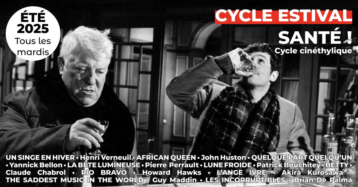 Cinema_ARVOR's tweet image. 🎞️Le #CinéArvor présente "SANTÉ !" son cycle cinéthylique !
🔸Une sélection de films plus ou moins récents aux esthétiques, genres et origines éclectiques mais tous reliés par un même motif, cet été "L'acool" !
Tous les films ↪️ urlr.me/hnvEd7
#Rennes @LeCinemaestmort