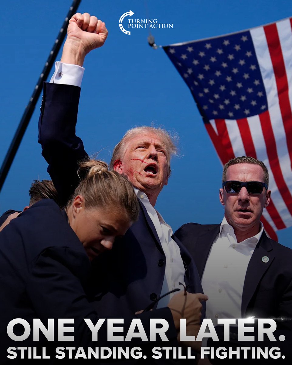 TPAction_'s tweet image. One year ago today, they tried to end the story. Instead, they wrote the beginning of his greatest chapter yet 🇺🇸