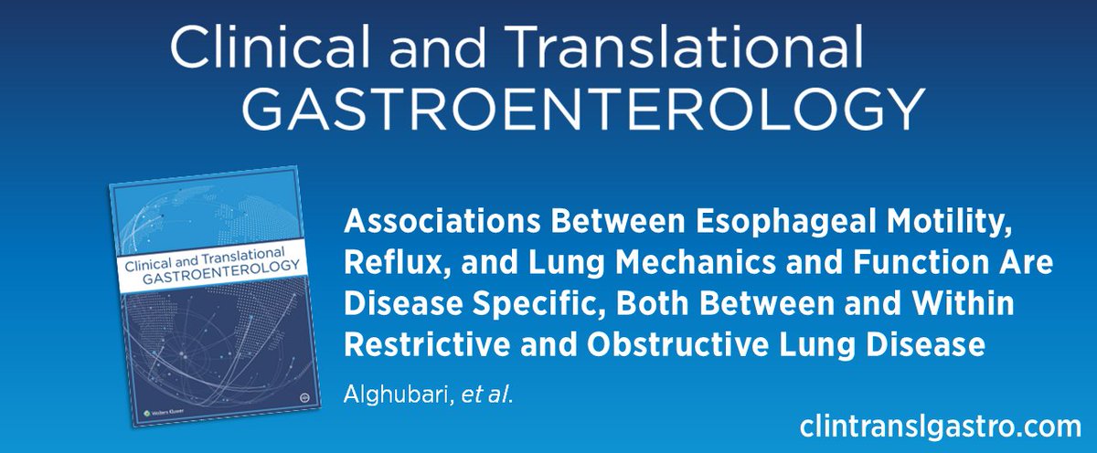 ACG_CTG's tweet image. Associations Between Esophageal Motility, Reflux, and Lung Mechanics and Function Are Disease Specific, Both Between and Within Restrictive and Obstructive Lung Disease
Alghubari, et al.
➡️ doi.org/10.14309/ctg.0…
@AliAlghubari4 @CarolineOlsonMD @KenDeVault @Lesley10882267