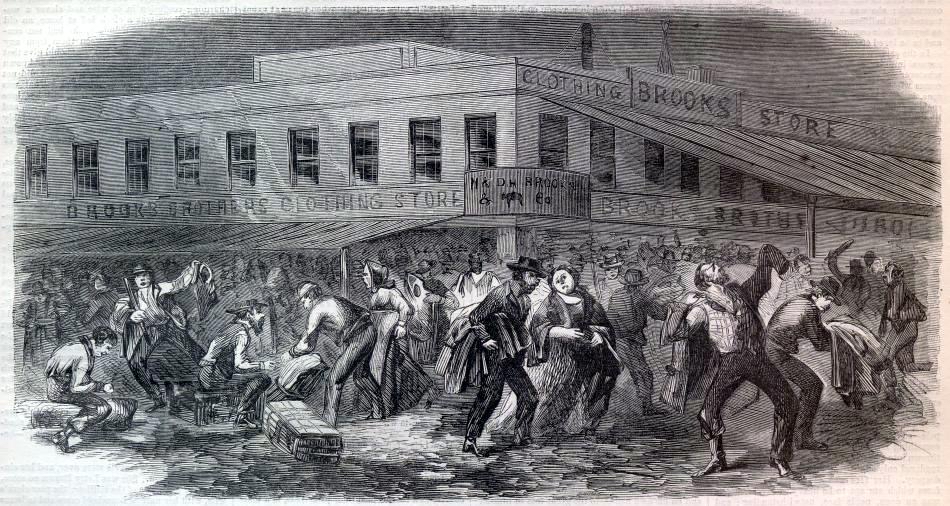 CapitolHistory's tweet image. #OTD in 1863, the #NYC Draft Riots began—the worst in #USA #history. They were a response to the Union’s Conscription Act, which required all male citizens & immigrants aged 20-45 to register for a draft. Further igniting rage was the $300 those with means could pay for exemption