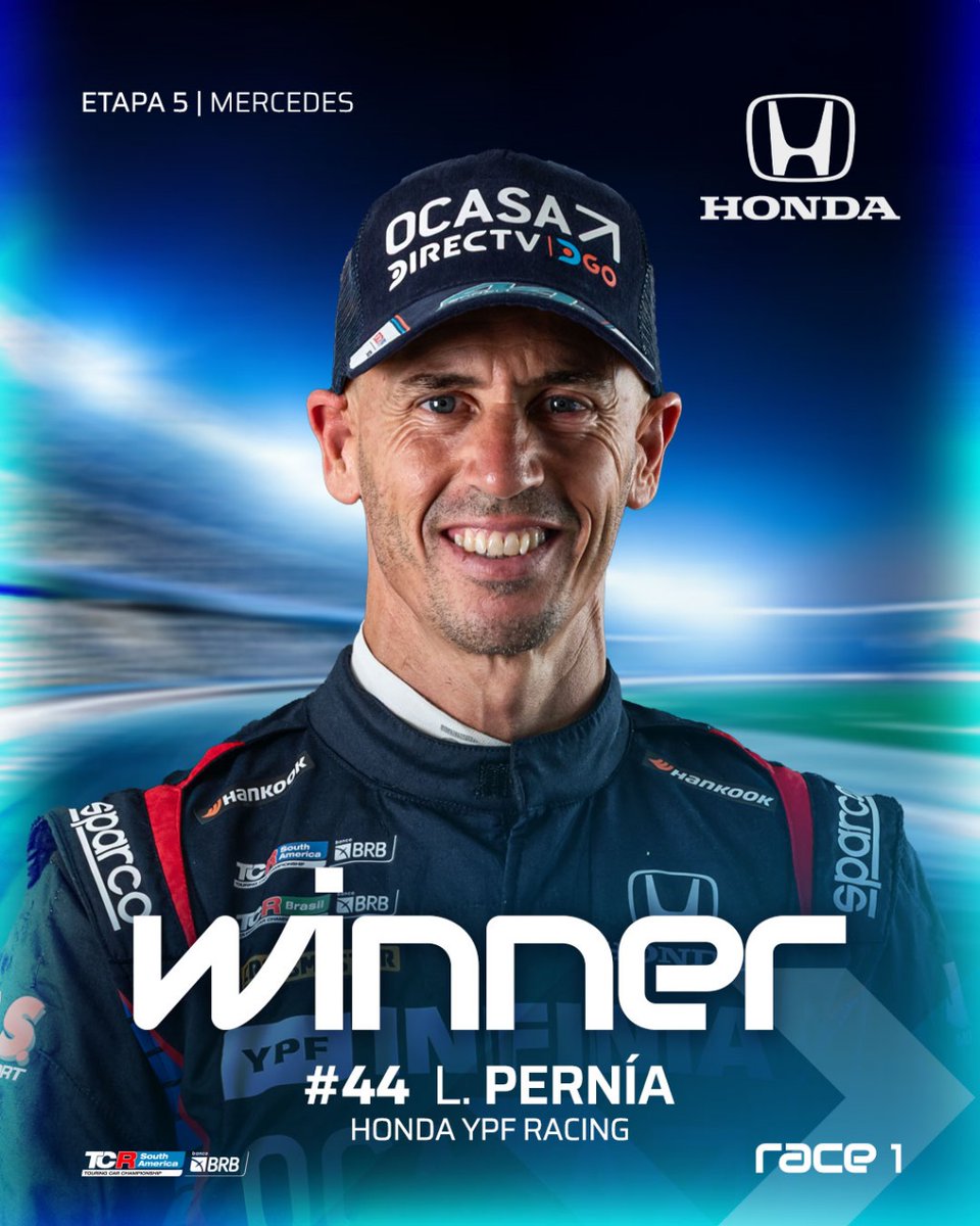 tcrsouthamerica's tweet photo. 🏆 @leonelpernia75 🇦🇷 de HONDA YPF Racing se quedó con el triunfo en Carrera 1 de Mercedes 🇺🇾
🏆 Leonel Pernía 🇦🇷 do Equipe HONDA YPF Racing es vencedor da Corrida 1 de Mercedes 🇺🇾
#TCRSouthAmericaBRB #TCRSeries #TCRMercedes https://t.co/3zzpT7llqK