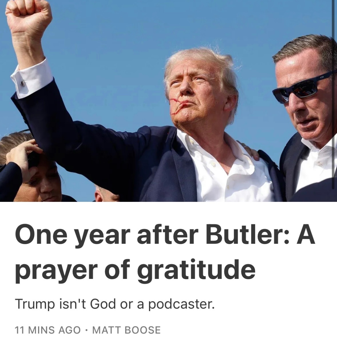 matt_boose's tweet image. Trump isn’t God or a podcaster. He’s America’s champion, and we’re lucky that he lived to see another day.
New from me:
mattboose.substack.com/p/one-year-aft…
