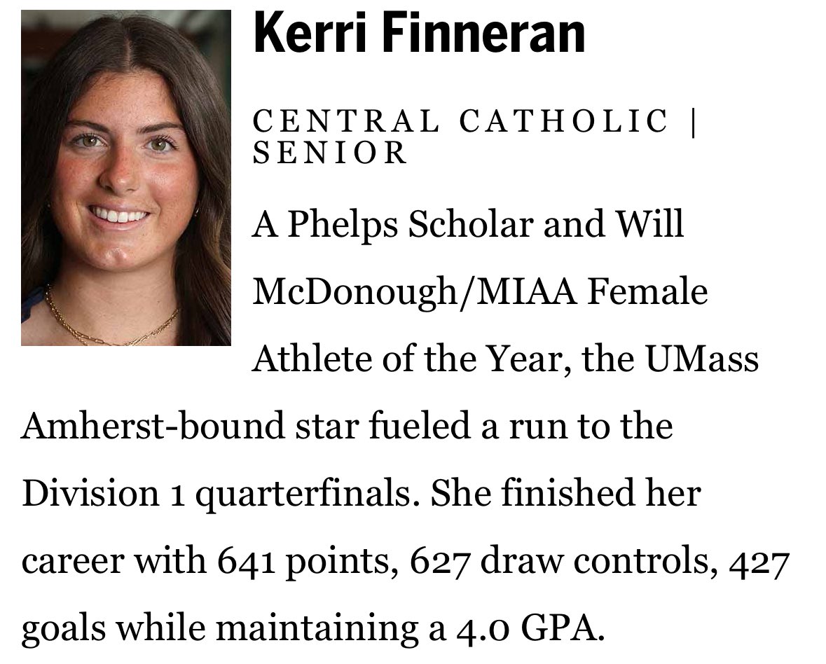 CCRaider_sports's tweet image. Congratulations to Kerri Finneran who finishes her career as a Globe and Herald All-Scholastic! #wearecentral