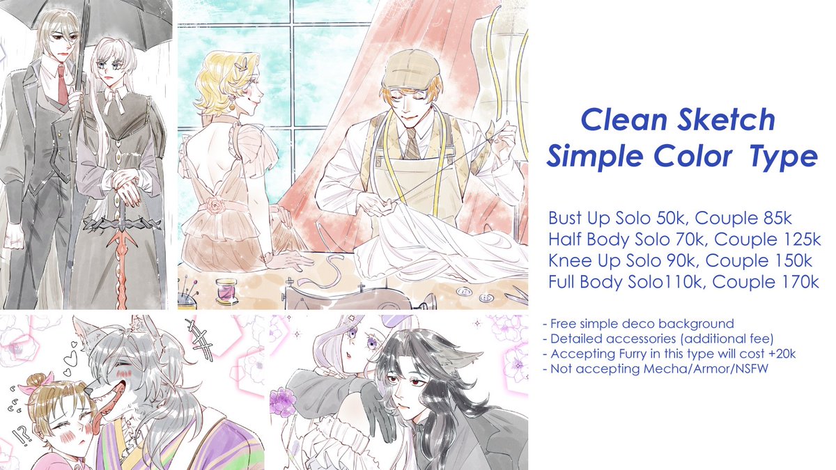 Rt and share sangat diapresiasi ! 

Haloo aku open komis dengan 3 tipe dibawah ini yazz dan untuk sketchpage cuman menerima 3 slot ajahh^__^ ( need money to pay some bills and college funds )
Jikalau ada yang mau ditanyakan bisa langsung dm ajah:3

ToS ⬇️