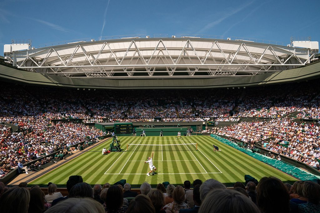 C20Society's tweet image. Game, set, match: It’s men’s final day at @Wimbledon 🎾
Centre Court was designed by architect Charles Stanley Peach in 1922. This 12 sided stadium was the largest reinforced concrete structure of its day, with shuttering used to provide textured concrete finish. It was laid out…