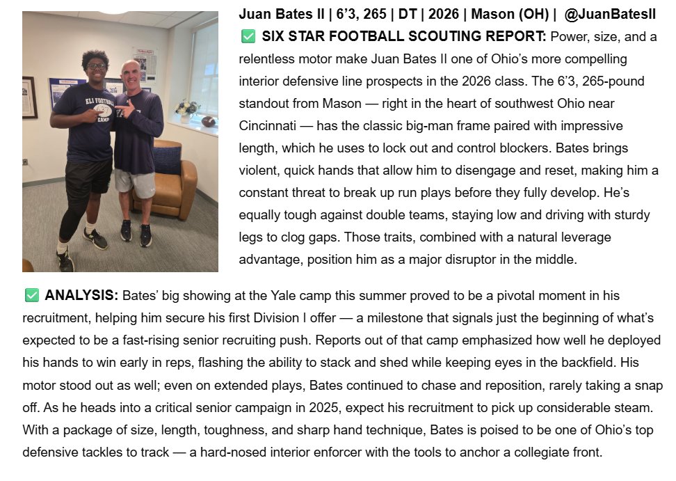 JuanBatesII's tweet image. shout out to @sixstarfootball for the coverage of the various camps. @Bryan_Ault @AustinSchaffer2 @AllenTrieu @PrepRedzoneOH @Rivals @MikeDardisWLWT @TimRecognition @nsrnow @MasonCometsFB