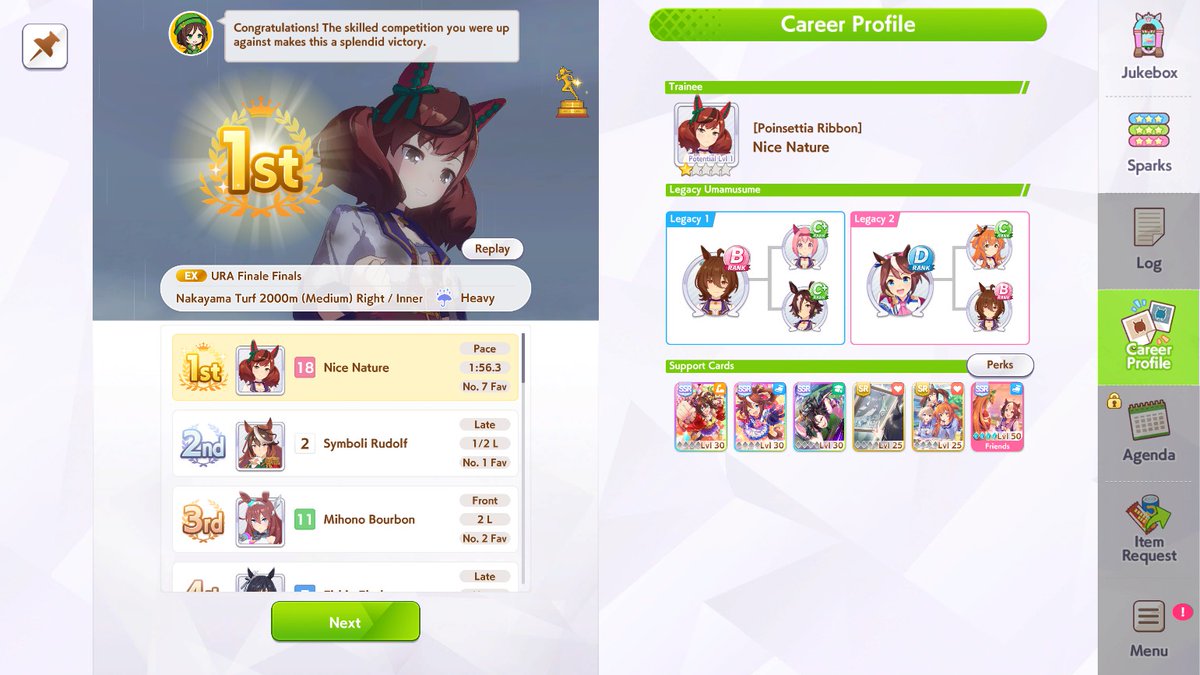 dogshit stats and sparks but nice nature gave me my first ura finals champion so that's nice (nature) i guess