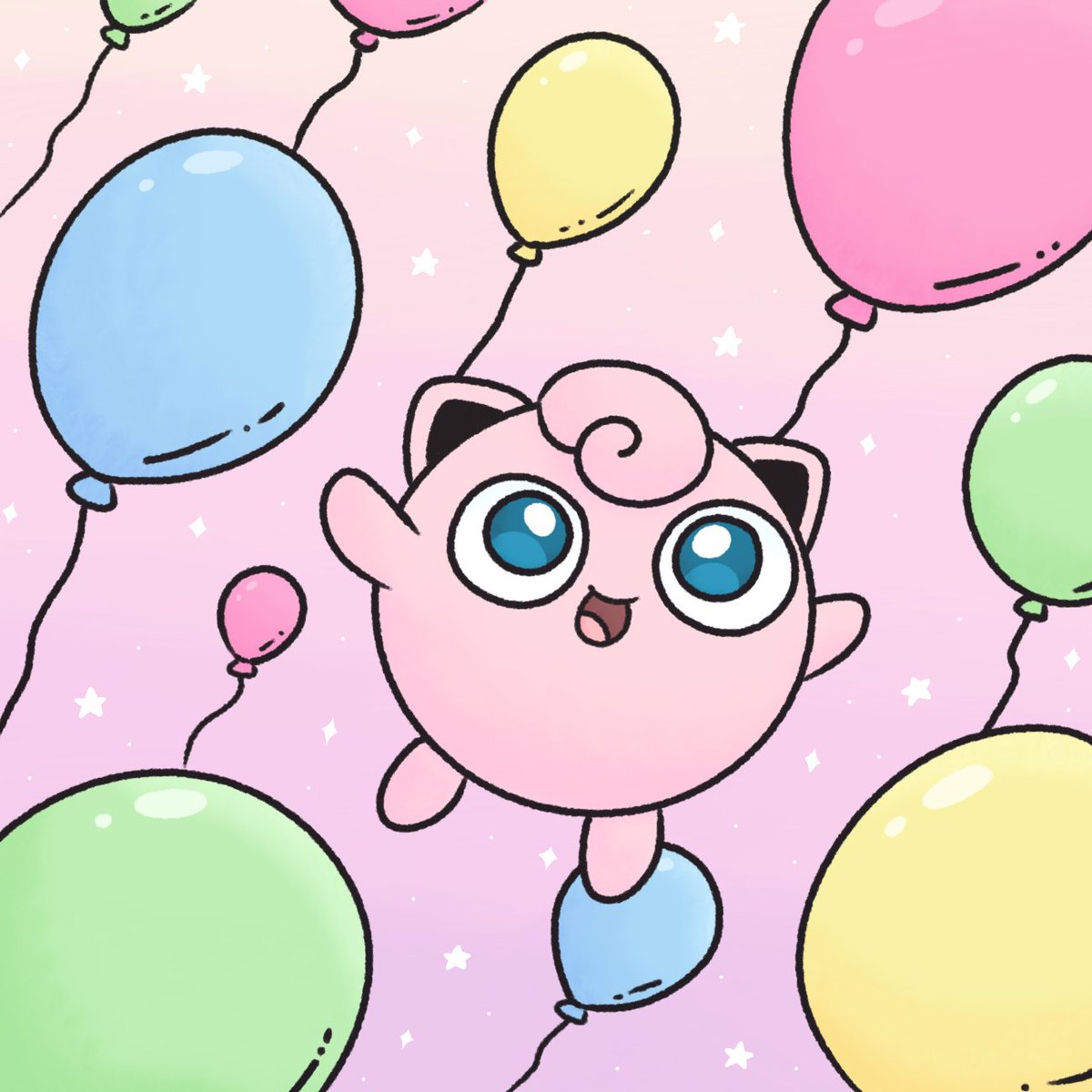 kammybale's tweet image. Jigglypuff floating with balloons 

#pokemonart #jigglypuff