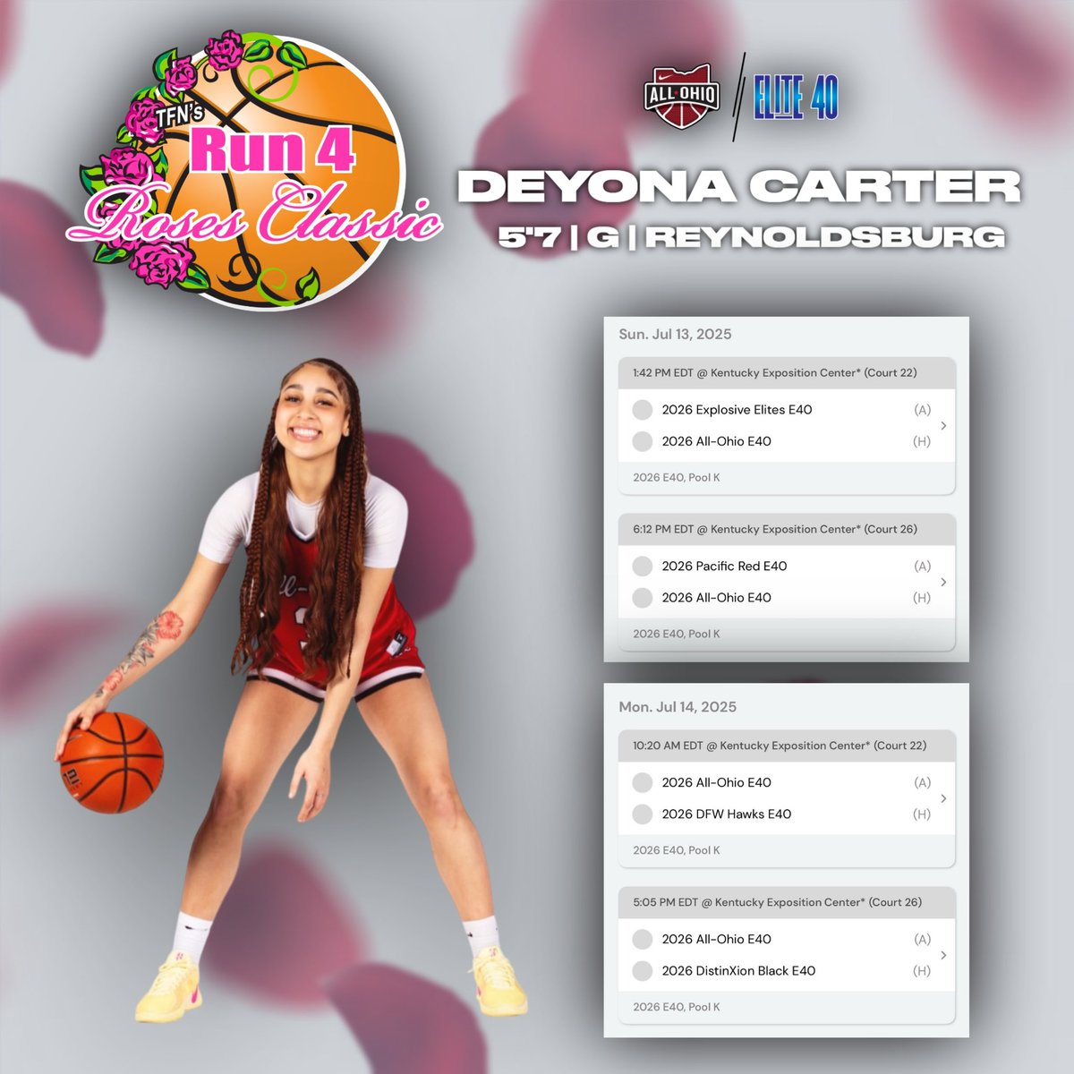 🗣️🗣️ Coaches here is <a href="/AllOhioGirls/">All Ohio Girls Basketball</a> E40 17u schedule at Run 4 The Roses 🌹, check us out!! 💪