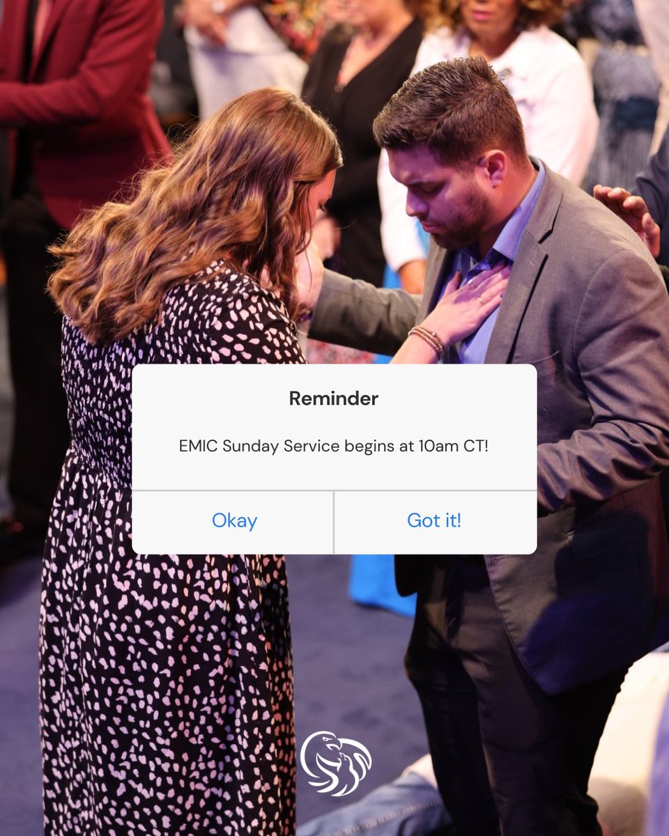 📆 Reminder: Sunday service is almost here!

Join us at 10am, in person or online at emic.org, as we gather to worship, hear the Word and experience His presence together.

We’ll see you soon!

#SundayService #FaithFamily #WorshipTogether #EMIC