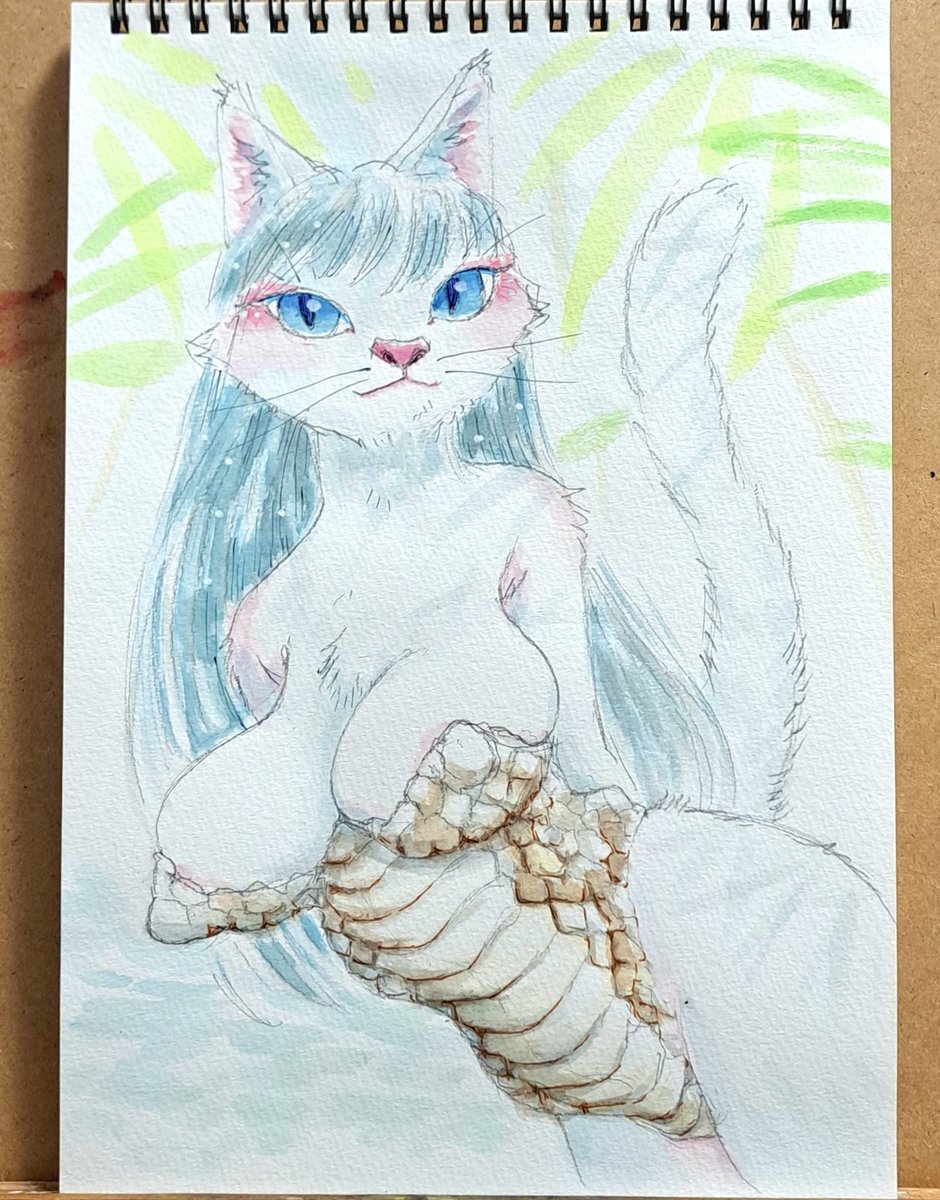 canaryotksweets's tweet image. Let's hit with a new swimsuit!🐱🩱
#watercolorpainting #kemono #メスケモ #cat