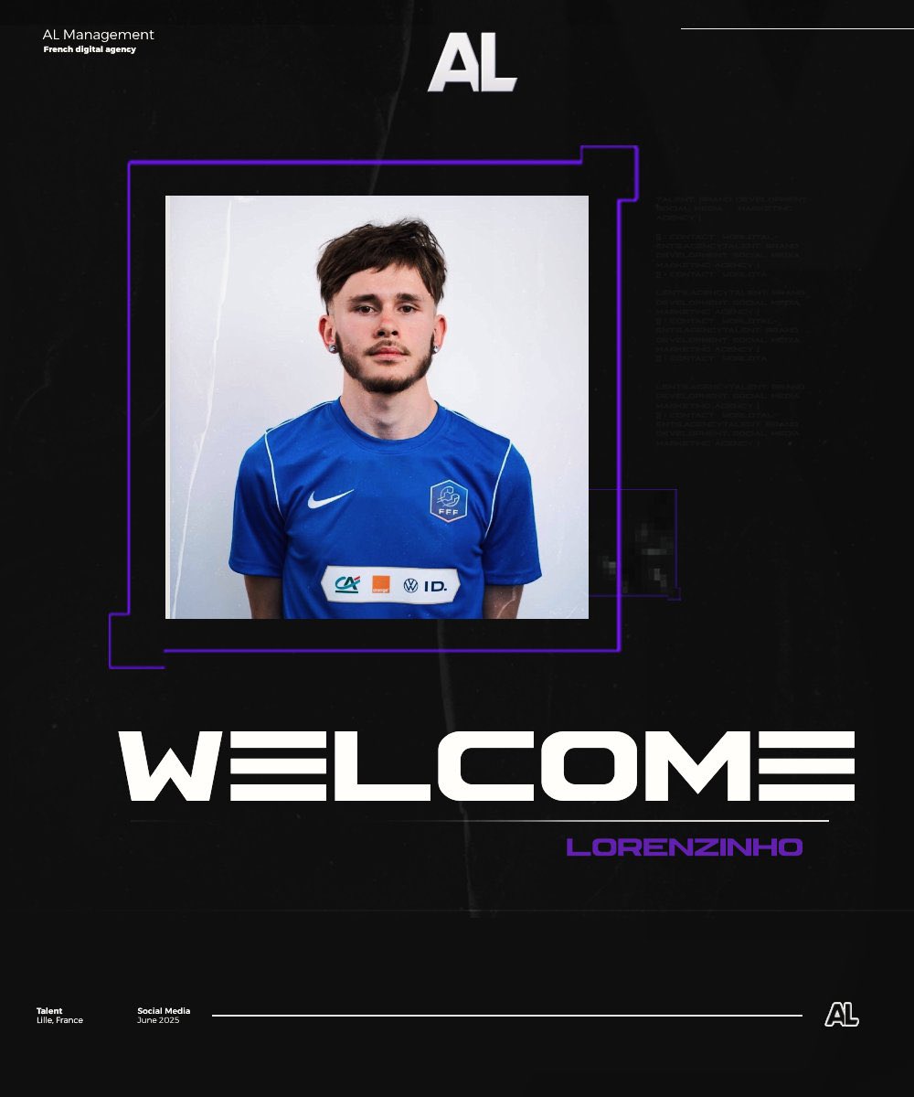 AL Management (@almanagementeu) on Twitter photo Qualified this season at Clairefontaine, a new French talent joins us. 🇫🇷
Welcome <a href="/lorenzinhoo_10/">lorenzinhoo_10</a> at AL Management. Qualified this season at Clairefontaine, a new French talent joins us. 🇫🇷
Welcome <a href="/lorenzinhoo_10/">lorenzinhoo_10</a> at AL Management.
