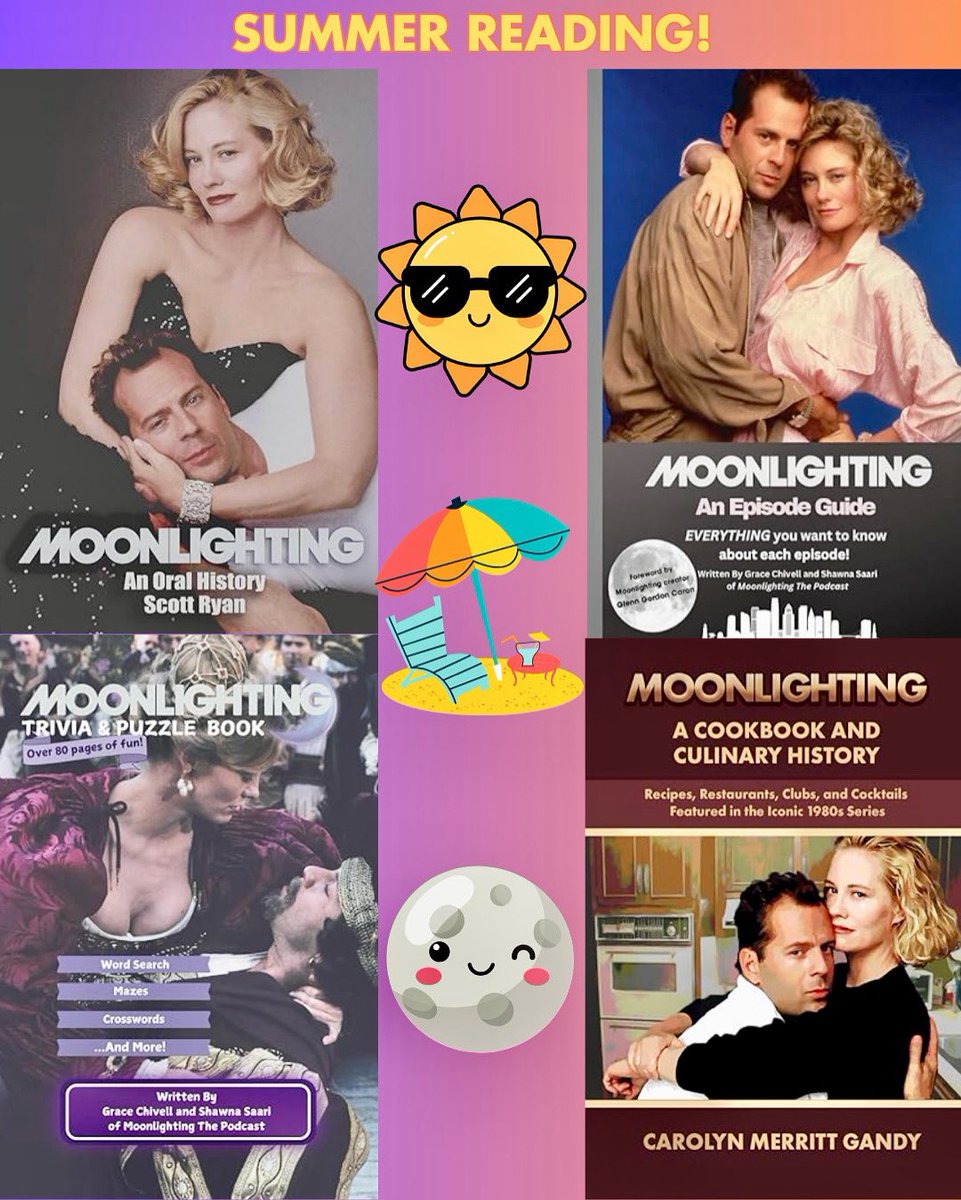 Taking a summer vacation? Heading to the beach or the pool? The Moonlighting Books make a great summer read! Available now at Amazon and Tucker DS press. #moonlighting #brucewillis #cybillshepherd #moonlightingthepodcast #moonlightingthecookbook
