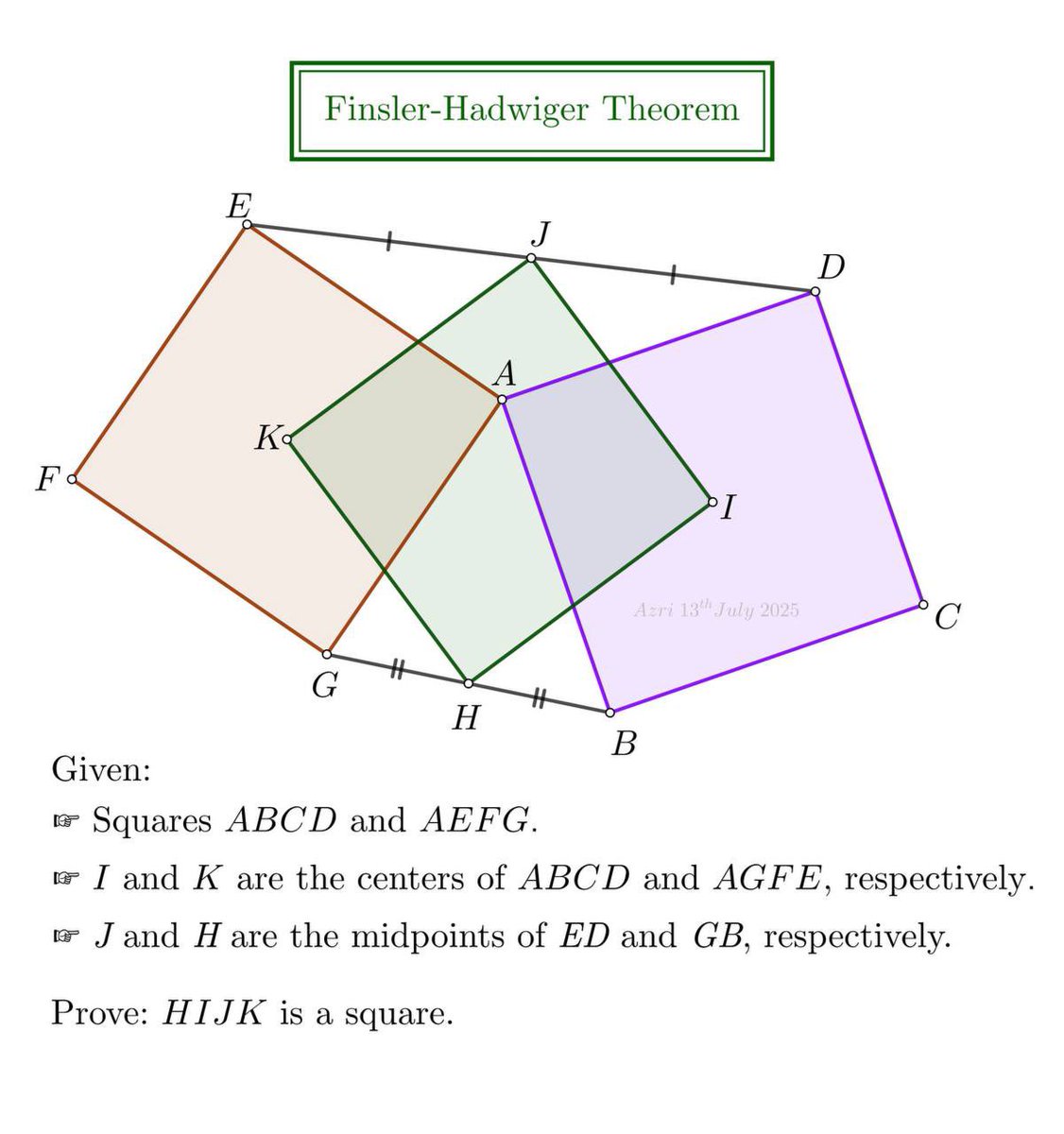 e2718pi3142's tweet image. Finsler-Hadwiger Theorem

#squares #midpoints #mathematics #study #euclideangeometry #elementarygeometry #perpendicular