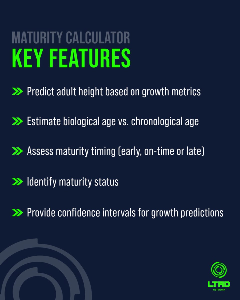 A brand new Maturity Calculator 🌟

Fed up of problematic spreadsheets? Access our free maturity calculator to assess maturity status for individuals or groups of young athletes that you work with

Check out the key features and try the app yourself 👇

🔗ltadnetwork.com/course/maturit…