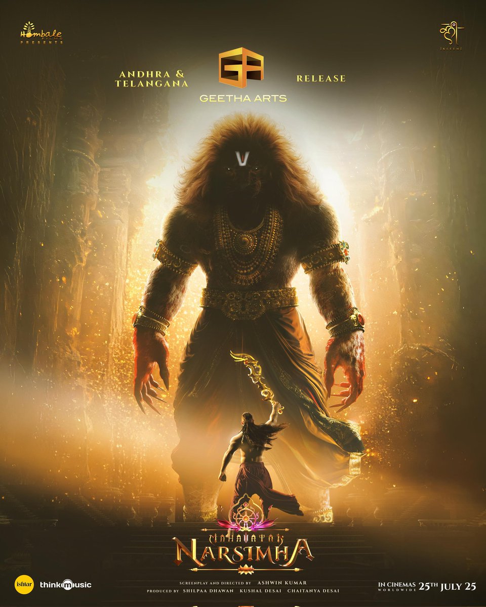 Shreyas Media (@shreyasgroup) on Twitter photo #MahavatarNarsimha’s divine fury is all set to roar through the Telugu states 🔥
Releasing this July 25th, across Andhra Pradesh & Telangana by <a href="/GeethaArts/">Geetha Arts</a> – Geetha Films Distribution.
#Mahavatar #FaithWillRoar <a href="/hombalefilms/">Hombale Films</a> <a href="/VKiragandur/">Vijay Kiragandur</a> <a href="/ChaluveG/">Chaluve Gowda</a> <a href="/kleemproduction/">Kleem Productions</a> #MahavatarNarsimha’s divine fury is all set to roar through the Telugu states 🔥
Releasing this July 25th, across Andhra Pradesh & Telangana by <a href="/GeethaArts/">Geetha Arts</a> – Geetha Films Distribution.
#Mahavatar #FaithWillRoar <a href="/hombalefilms/">Hombale Films</a> <a href="/VKiragandur/">Vijay Kiragandur</a> <a href="/ChaluveG/">Chaluve Gowda</a> <a href="/kleemproduction/">Kleem Productions</a>