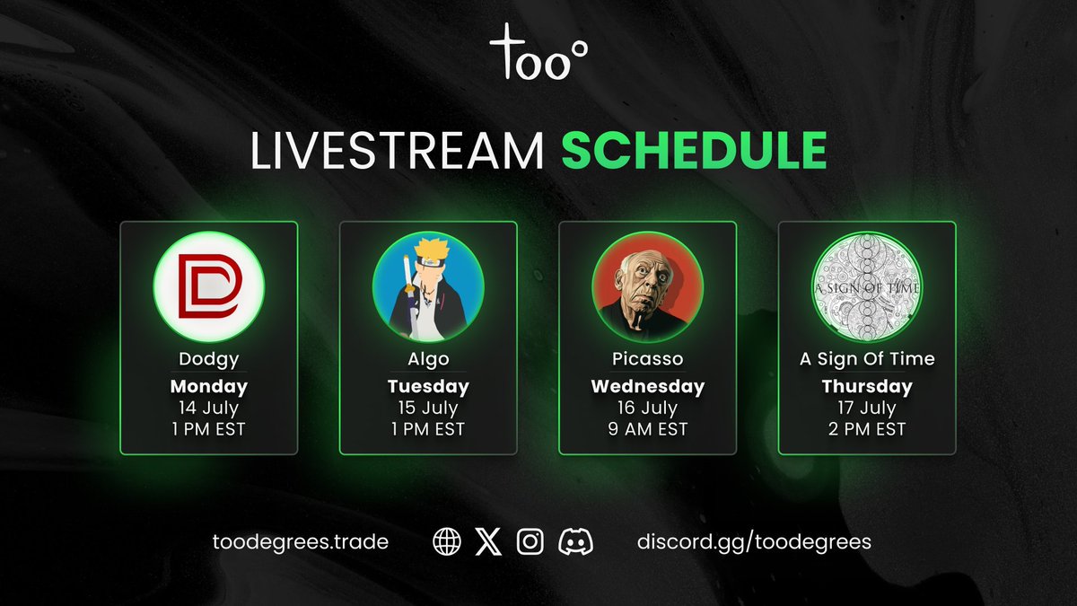 too° (@toodegrees) on Twitter photo 🚨 Toodegrees Escape Livestream 🚨
🗓️ July – Week 3
Ready for another week of insights? Tune in.
Join 13,000+ traders and claim a spot for FREE:
toodegrees.trade/july-week-3
Featuring:
<a href="/DodgysDD/">Ryan</a> <a href="/ItsAAlgo/">Algo</a> <a href="/Picasso_Trades/">PICASSO. 👨🏻🎨</a> <a href="/A_SignOfTime/">A SIGN OF TIME</a> 🚨 Toodegrees Escape Livestream 🚨
🗓️ July – Week 3
Ready for another week of insights? Tune in.
Join 13,000+ traders and claim a spot for FREE:
toodegrees.trade/july-week-3
Featuring:
<a href="/DodgysDD/">Ryan</a> <a href="/ItsAAlgo/">Algo</a> <a href="/Picasso_Trades/">PICASSO. 👨🏻🎨</a> <a href="/A_SignOfTime/">A SIGN OF TIME</a>