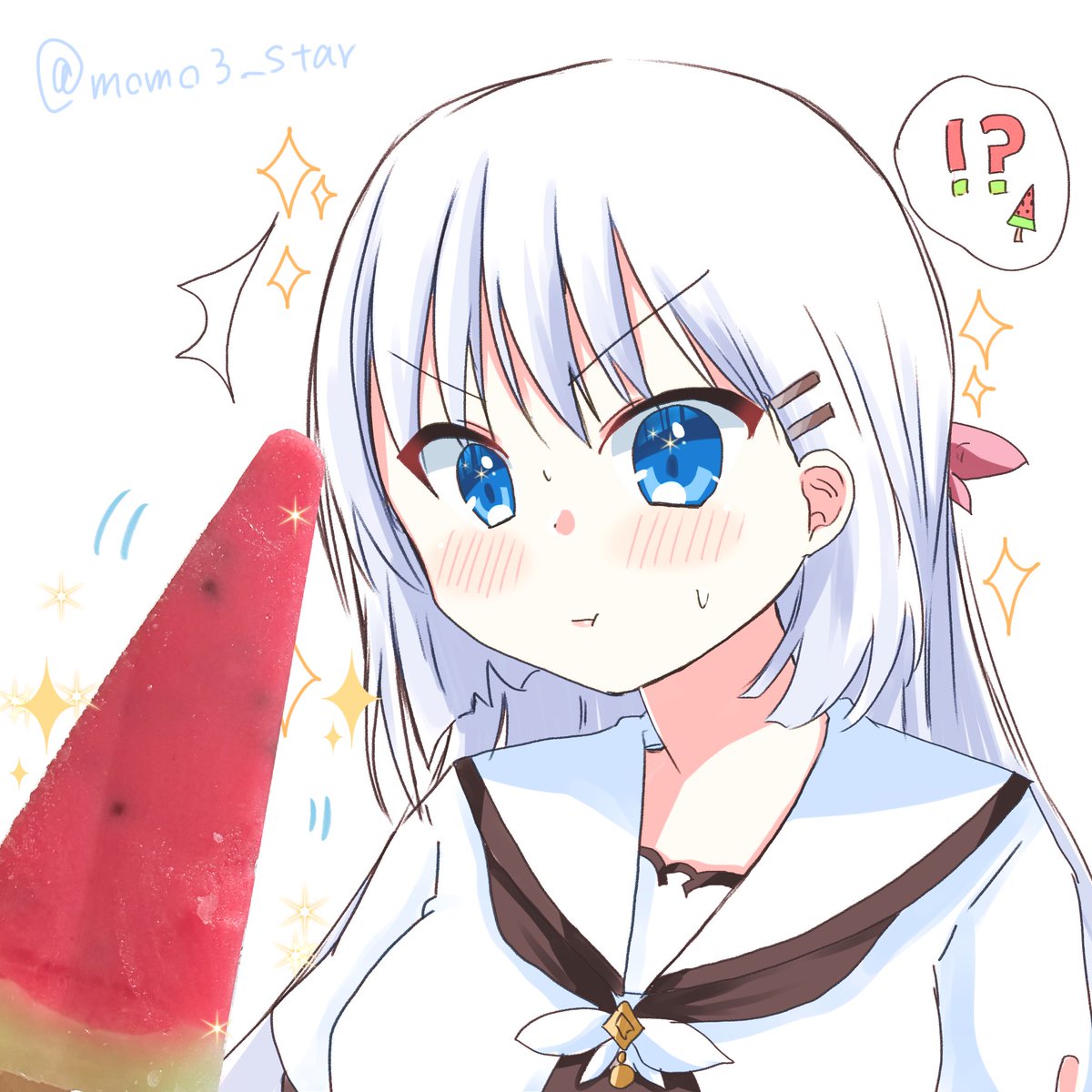 momo3_star's tweet image. 当たりますよーに(人&amp;gt;ω•*)🍉

 #しろはと一緒にスイカバー