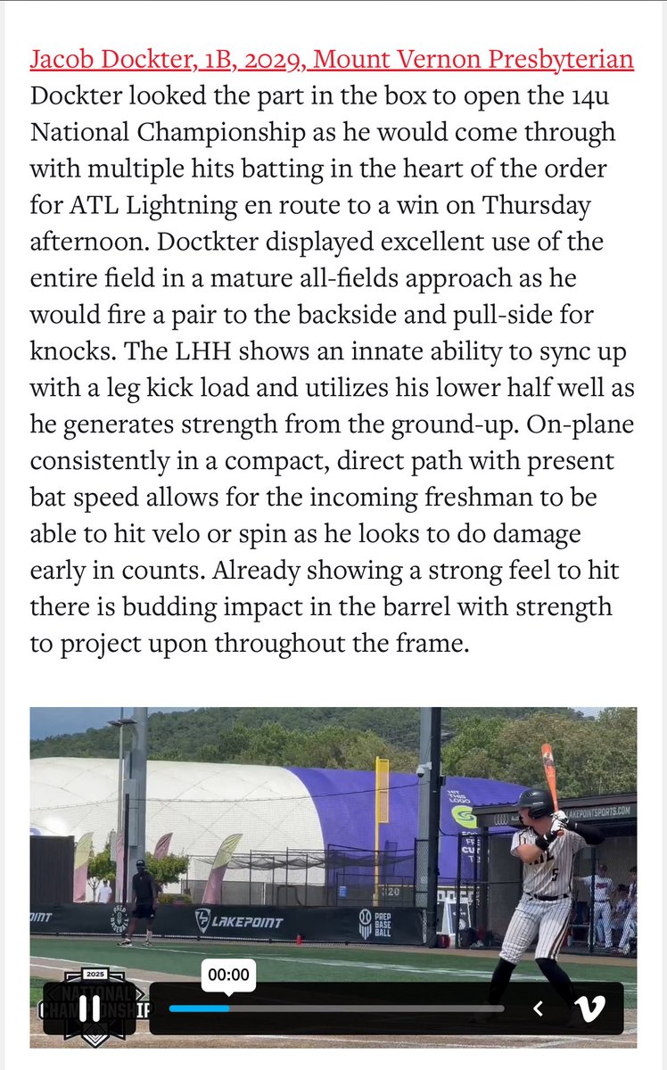 Thank you <a href="/PrepBaseballGA/">Prep Baseball Georgia</a> 
<a href="/MvBaseballmoves/">Mv_Baseball</a> 
<a href="/ATL_PlayerDev/">Atlanta Lightning Player Development</a> 
<a href="/lightning_ATL/">ATL Lightning Baseball</a>