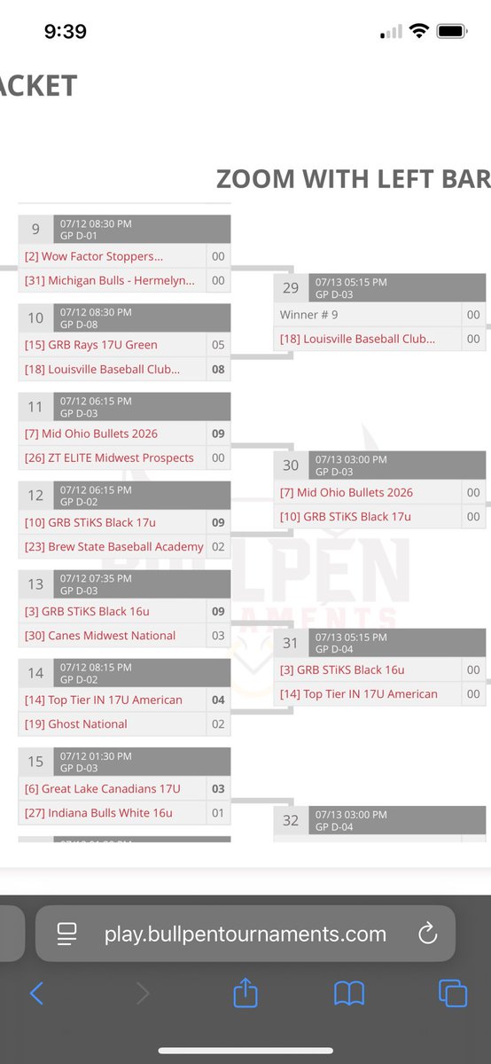 Moving on! Both 17 and 16 Black win their first bracket game of the Bullpen ABC Invite Platinum Bracket and will advance to the sweet sixteen! Both teams set to play this afternoon 💪