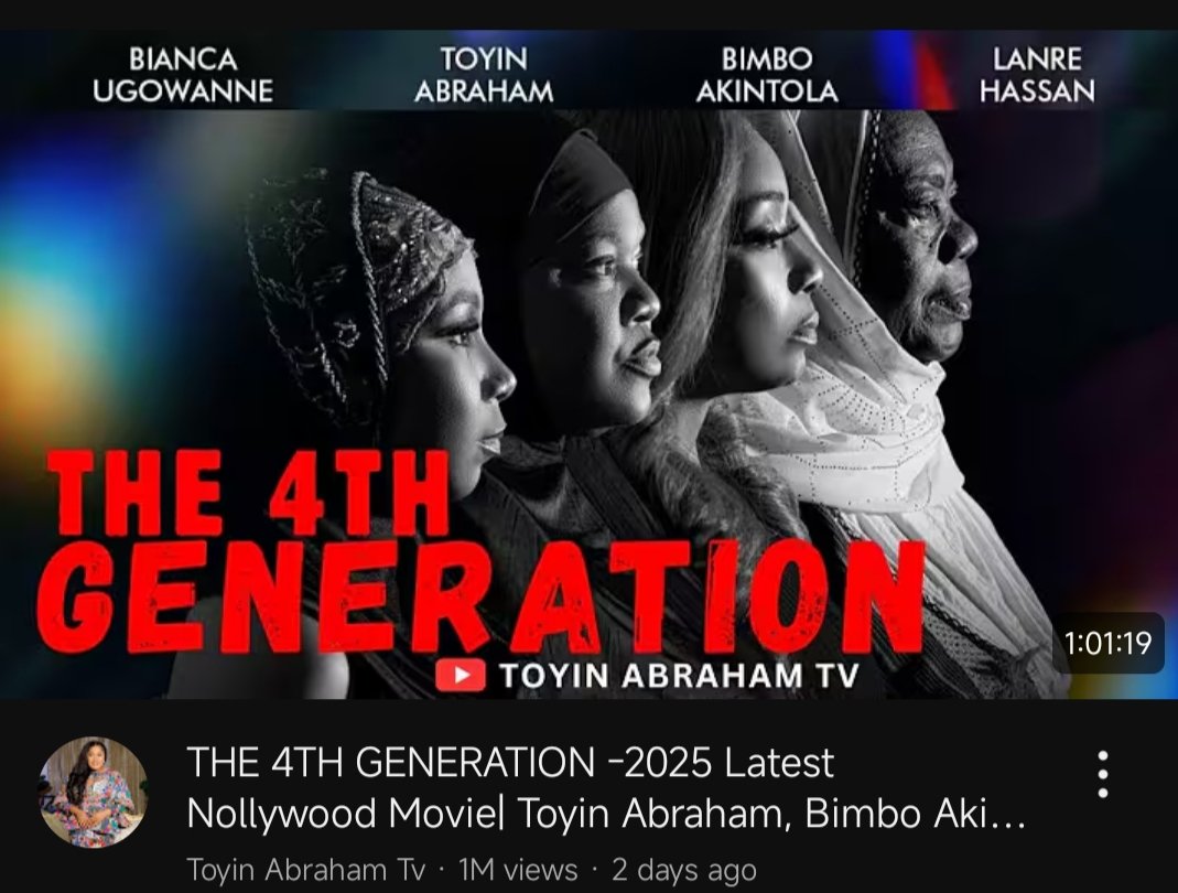 akinrokt's tweet image. I just finished watching "4th generation" on YouTube by @toyin_abraham1 , she really did a good job there.
It is a must to watch.
May God break every generational curse in our lives.