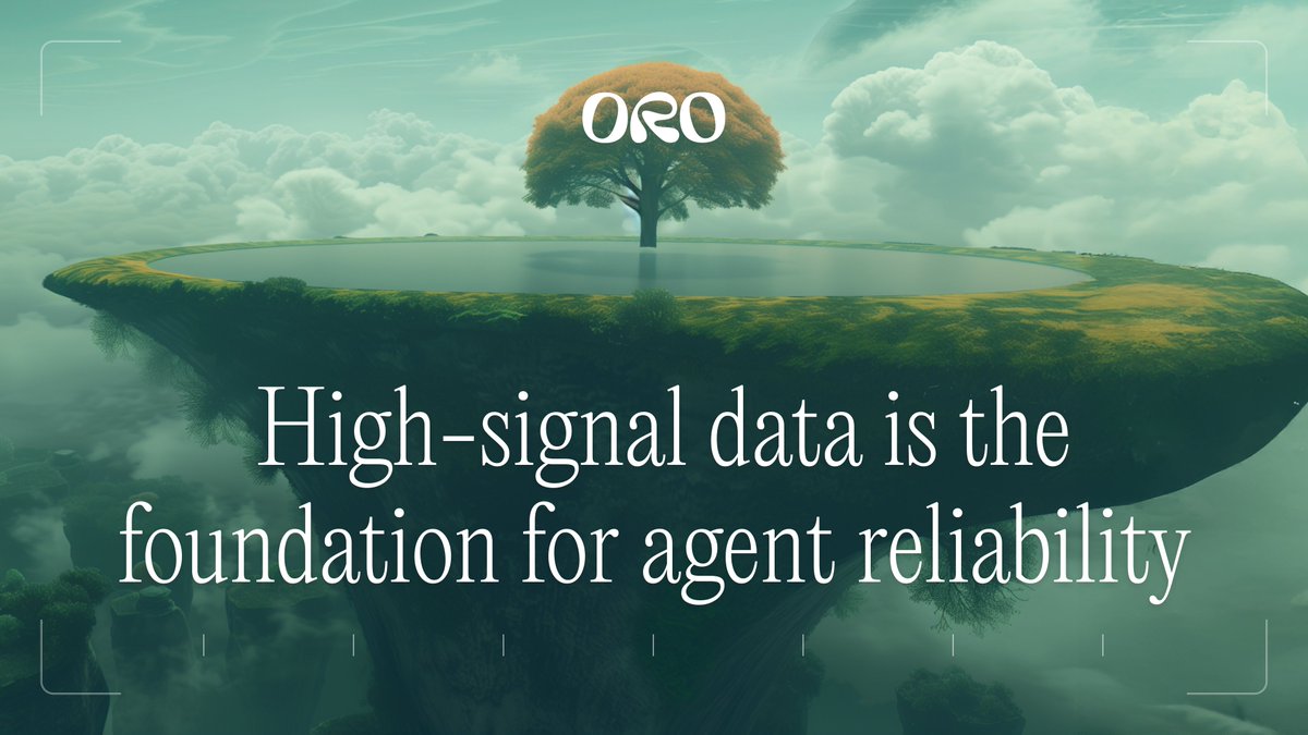 getoro_xyz's tweet image. AI agents are getting more capable, but most still rely on brittle systems and incomplete context.
To act reliably, they need structured, high-signal data with traceable origins.
That’s what ORO provides:
Real inputs → verified provenance → built for the real world.