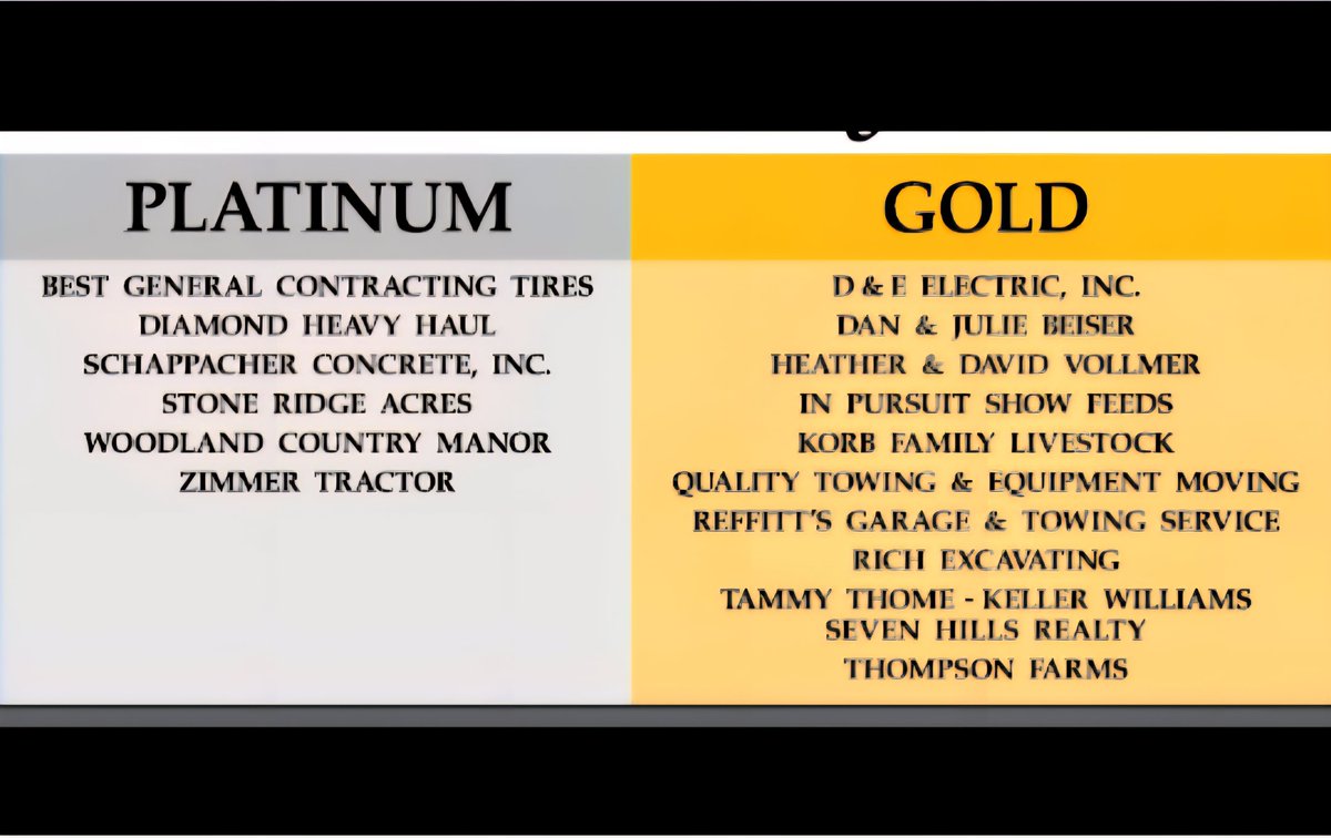 This year's platinum and gold sponsors!!